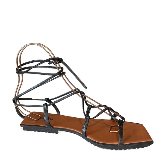 Vintage 90s BCBG Maxazria Wrap Around Black Sandals Sz 9 - Picture 4 of 10